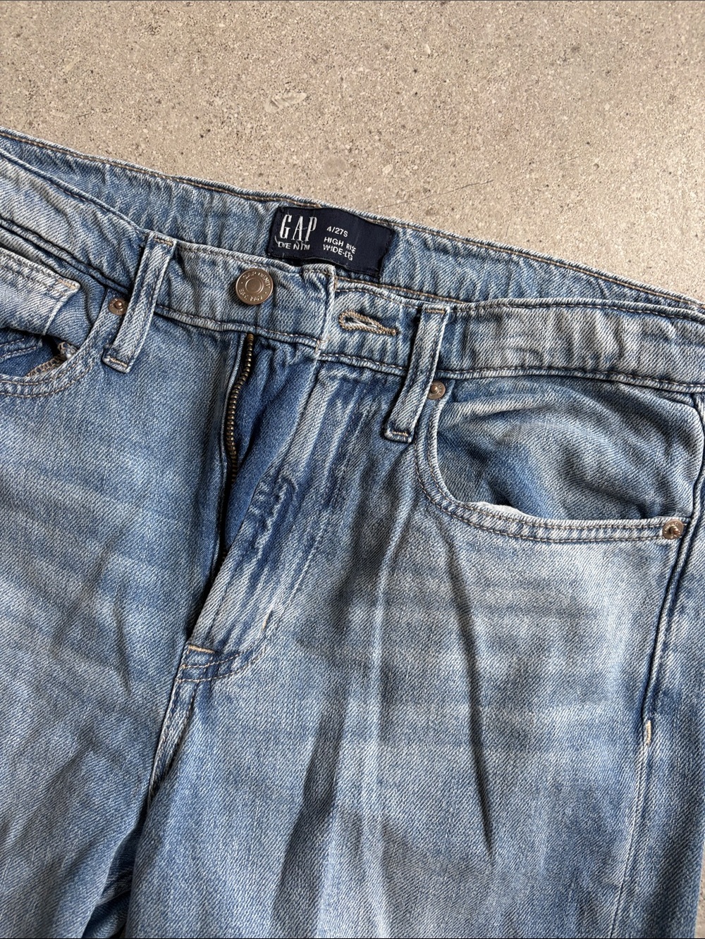 Gap Denim high rise wide leg ripped jeans